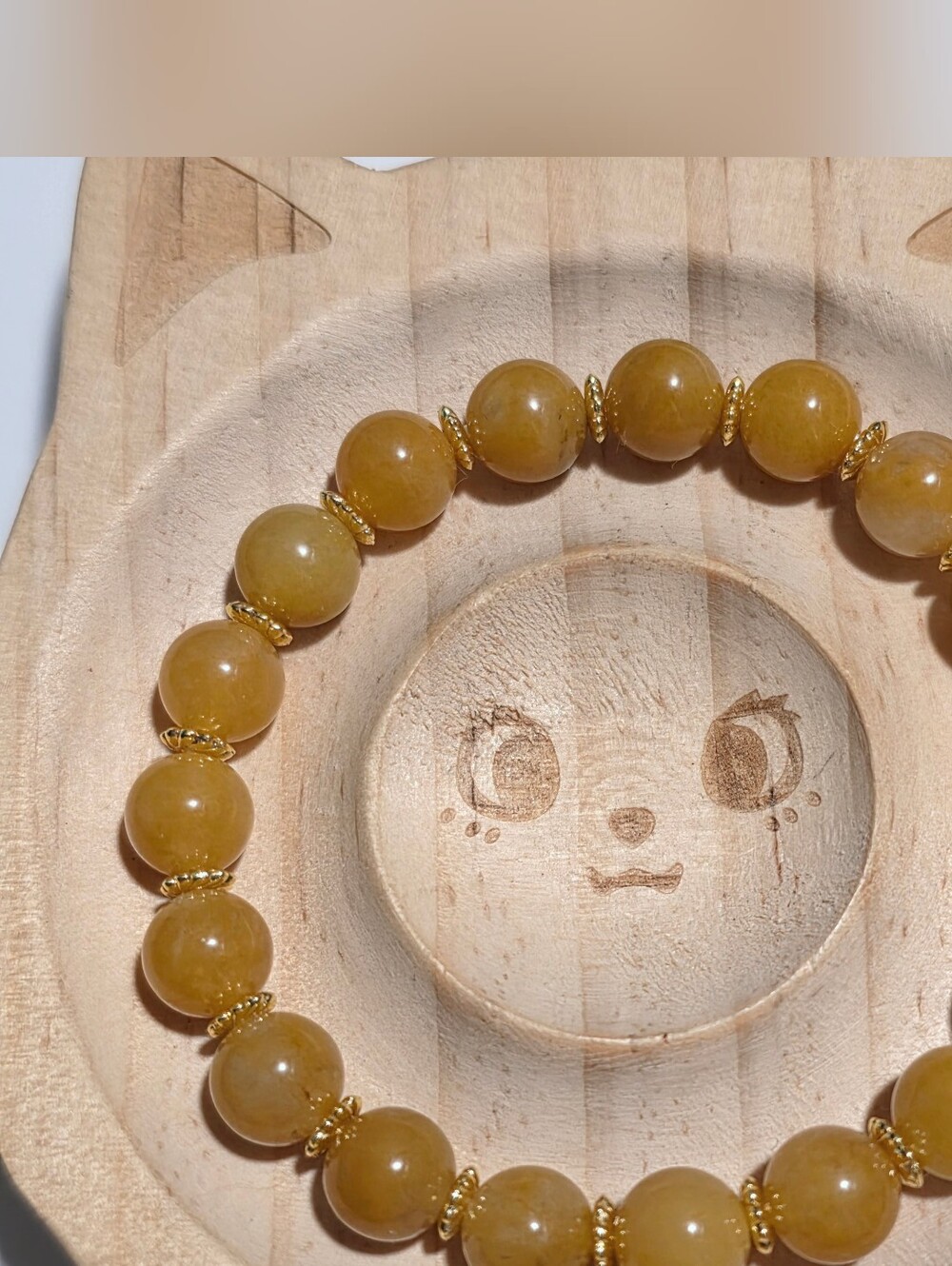Yellow Jade Beaded Stretch Bracelet | Natural Stone | 8mm Handmade |